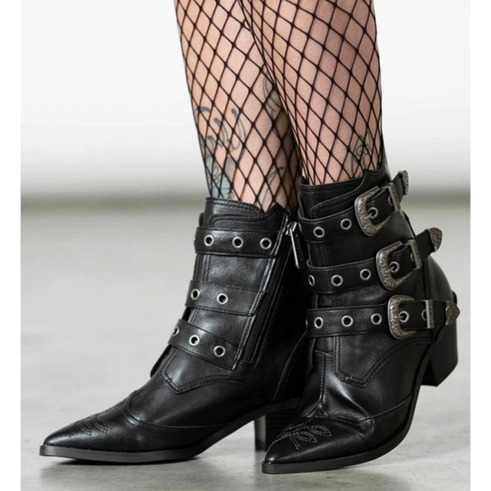 Killstar Winifred ankle winklepicker boots wester designs goth 7